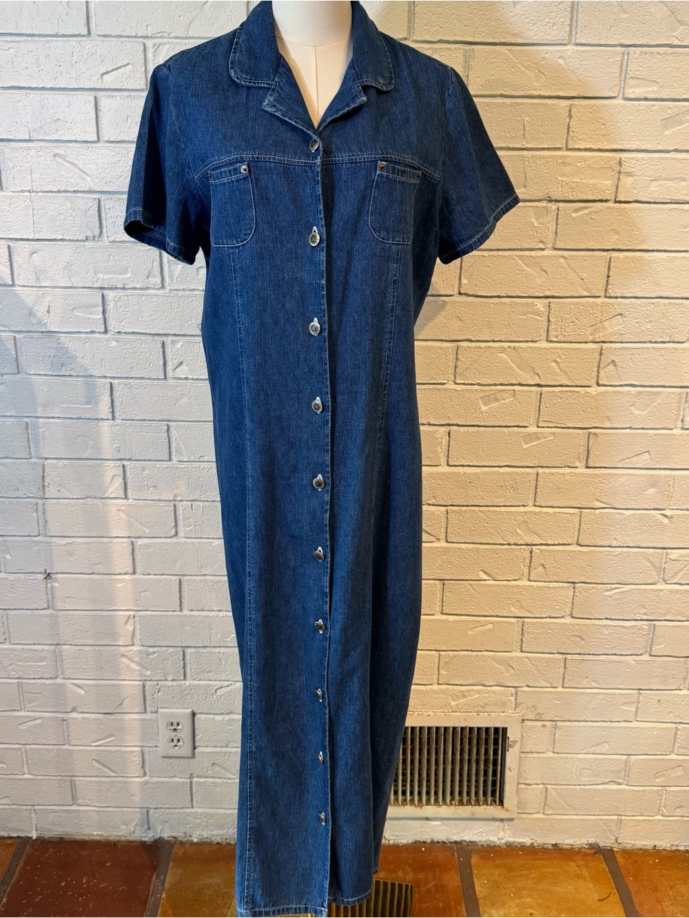 Vintage 90s y2k Faded Glory Denim Shirt Dress Womens 12